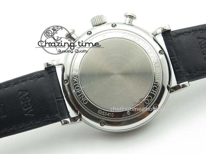 MIROTIME 0420 Portofino Chrono SS Black Dial on Black Leather Strap A Refined 7390